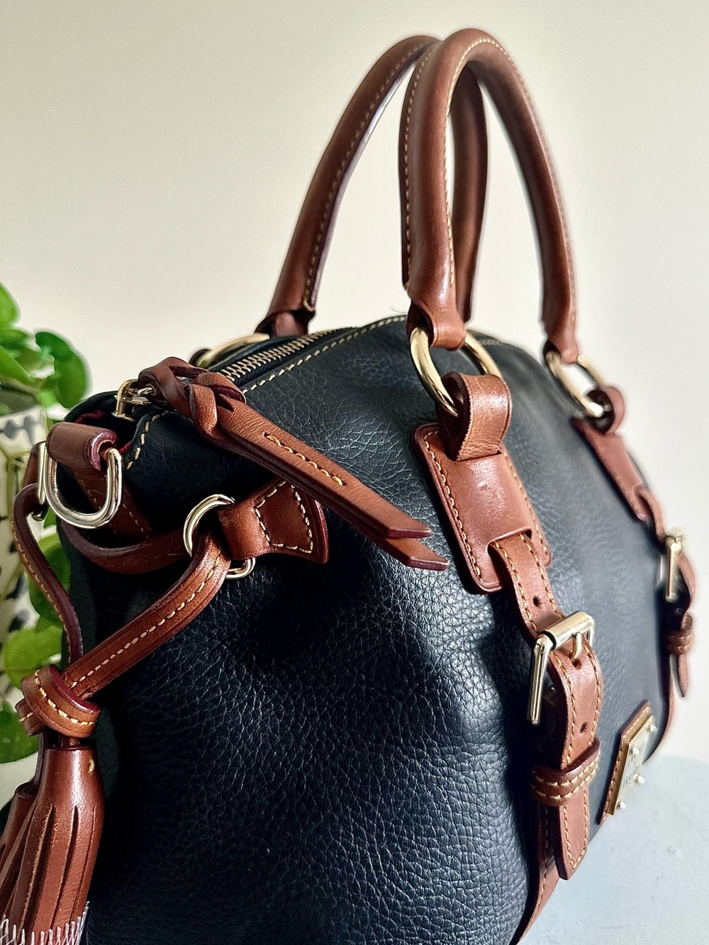 Dooney & Bourke Black Pebble Leather Bristol Satchel - Picture 3 of 12